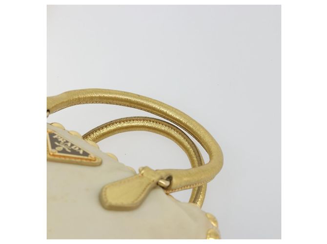 Borsa a Tracolla PRADA Nylon 2way Beige Gold Auth 193402A D'oro - vista 8