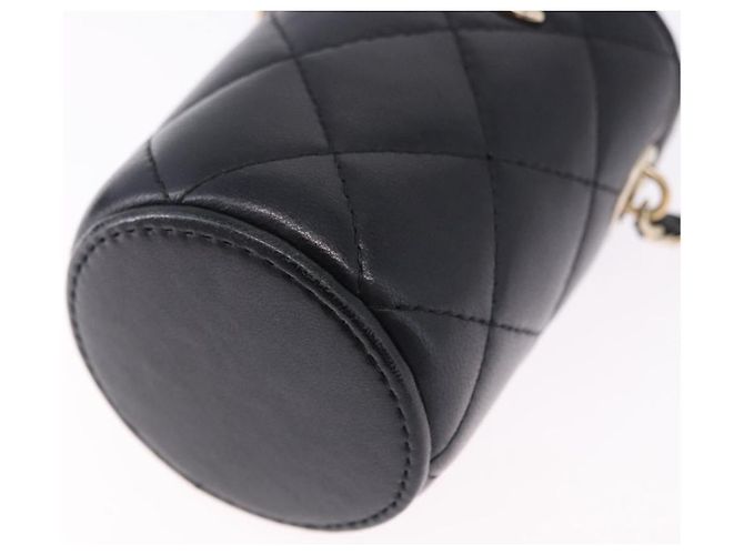 CHANEL Matelasse Chain Shoulder Pouch Lamb Skin Black Gold CC Auth 193920SAM Nero D'oro - vista 15