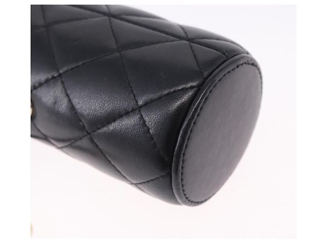 CHANEL Matelasse Chain Shoulder Pouch Lamb Skin Black Gold CC Auth 193920SAM Nero D'oro - vista 16