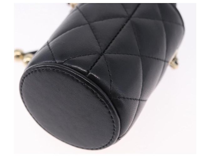 CHANEL Matelasse Chain Shoulder Pouch Lamb Skin Black Gold CC Auth 193920SAM Nero D'oro - vista 17