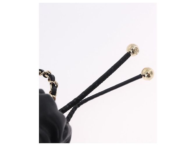CHANEL Matelasse Chain Shoulder Pouch Lamb Skin Black Gold CC Auth 193920SAM Nero D'oro - vista 18