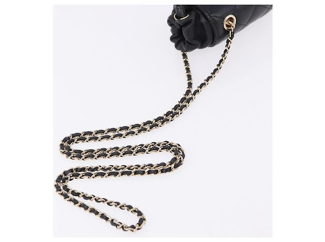CHANEL Matelasse Chain Shoulder Pouch Lamb Skin Black Gold CC Auth 193920SAM Nero D'oro - vista 7