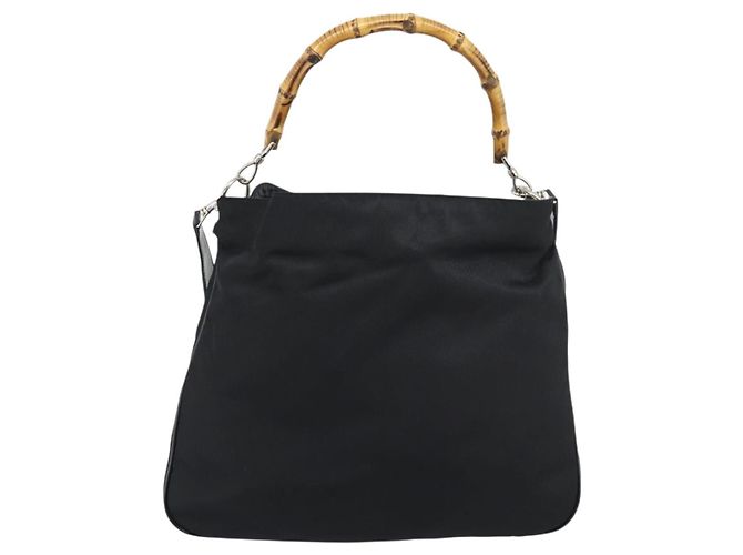 Borsa a mano GUCCI Bamboo Nylon 2way Nero Argento 001 1705 1577 Auth gh2326 - vista 13