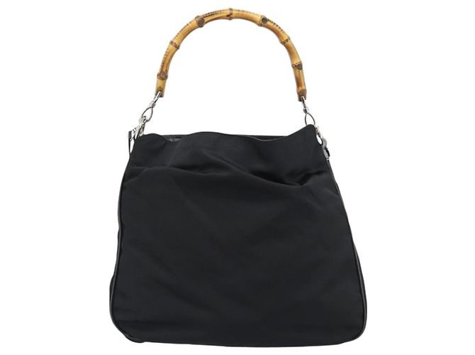 Borsa a mano GUCCI Bamboo Nylon 2way Nero Argento 001 1705 1577 Auth gh2326 - vista 2