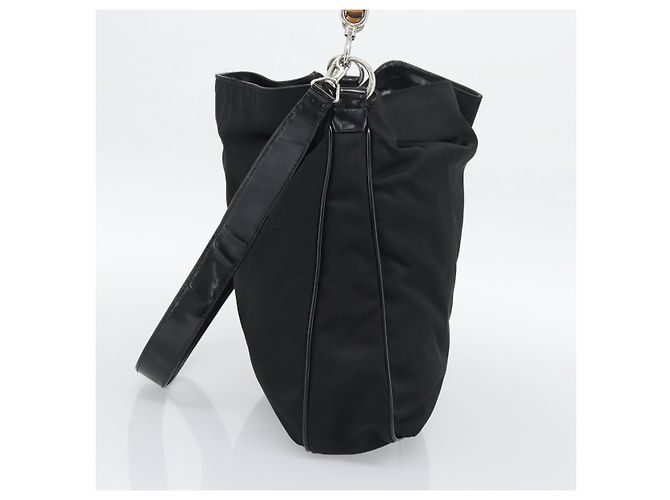 Borsa a mano GUCCI Bamboo Nylon 2way Nero Argento 001 1705 1577 Auth gh2326 - vista 4
