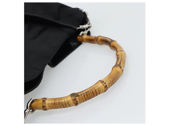 Borsa a mano GUCCI Bamboo Nylon 2way Nero Argento 001 1705 1577 Auth gh2326 - vista 7