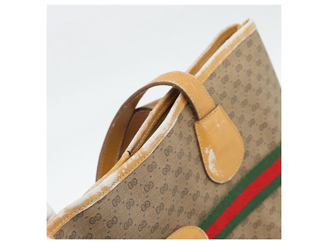 Borsa GUCCI Micro GG Supreme Web Sherry Line Beige Gold 002 123 0174 Auth 193571 D'oro - vista 10
