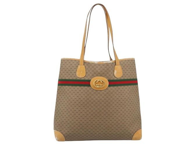 Borsa GUCCI Micro GG Supreme Web Sherry Line Beige Gold 002 123 0174 Auth 193571 D'oro - vista 13
