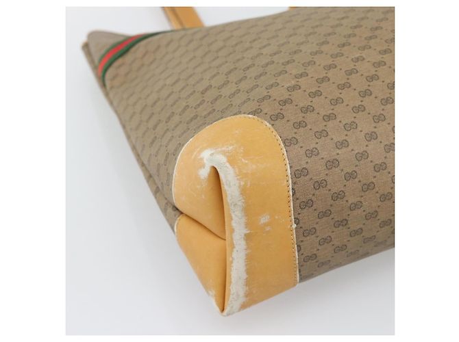 Borsa GUCCI Micro GG Supreme Web Sherry Line Beige Gold 002 123 0174 Auth 193571 D'oro - vista 14