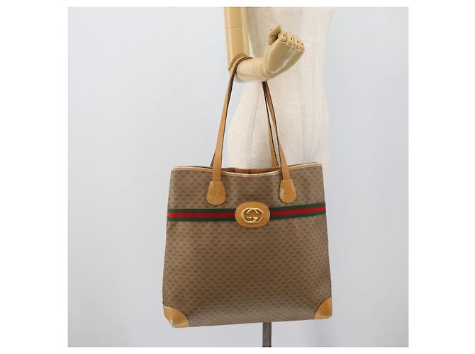 Borsa GUCCI Micro GG Supreme Web Sherry Line Beige Gold 002 123 0174 Auth 193571 D'oro - vista 20
