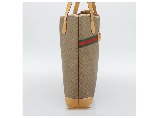 Borsa GUCCI Micro GG Supreme Web Sherry Line Beige Gold 002 123 0174 Auth 193571 D'oro - vista 3