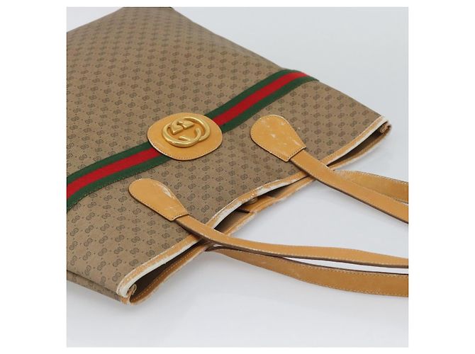 Borsa GUCCI Micro GG Supreme Web Sherry Line Beige Gold 002 123 0174 Auth 193571 D'oro - vista 6
