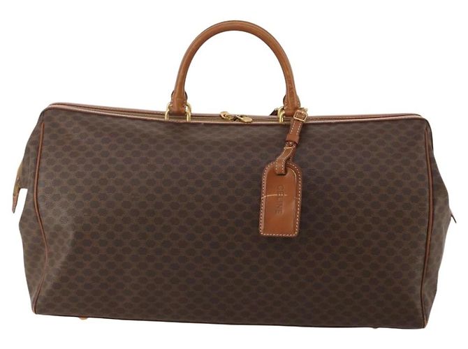 Céline Borsa Boston CELINE Macadam PVC Pelle 2way Marrone Tono Oro Auth ep15316 - vista 13