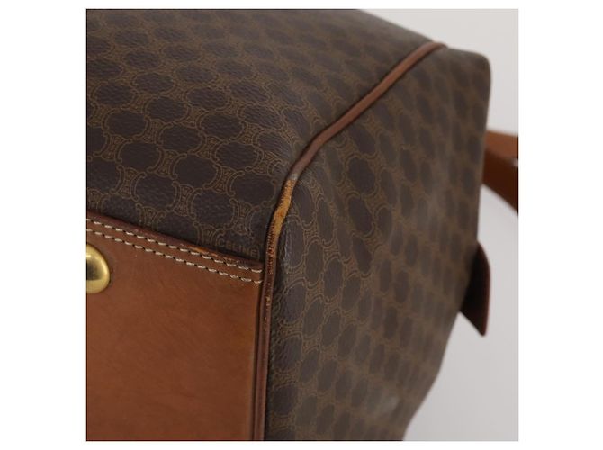 Céline Borsa Boston CELINE Macadam PVC Pelle 2way Marrone Tono Oro Auth ep15316 - vista 16