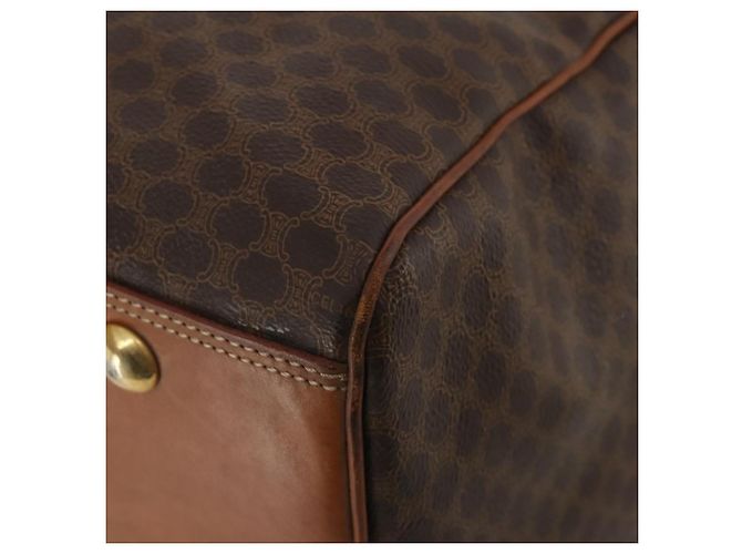 Céline Borsa Boston CELINE Macadam PVC Pelle 2way Marrone Tono Oro Auth ep15316 - vista 18