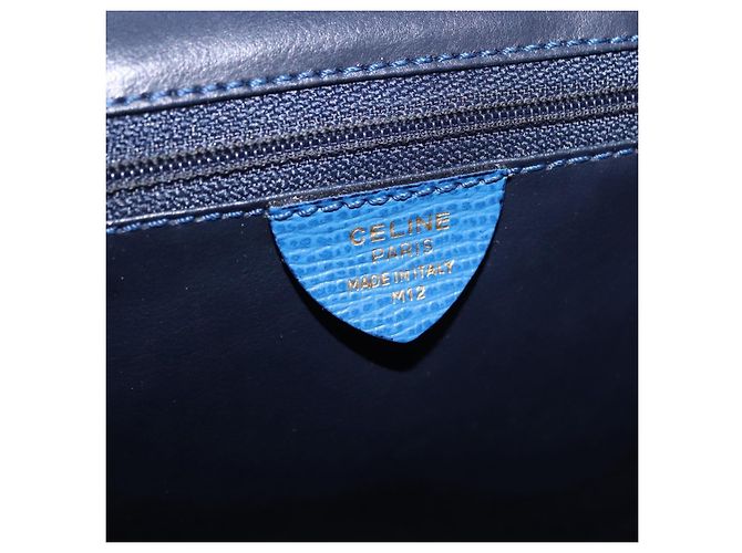 Céline CELINE Circle Schultertasche aus Leder Blau Gold Auth BA14157V Golden - Ansicht 11