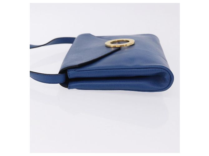 Céline CELINE Circle Schultertasche aus Leder Blau Gold Auth BA14157V Golden - Ansicht 4