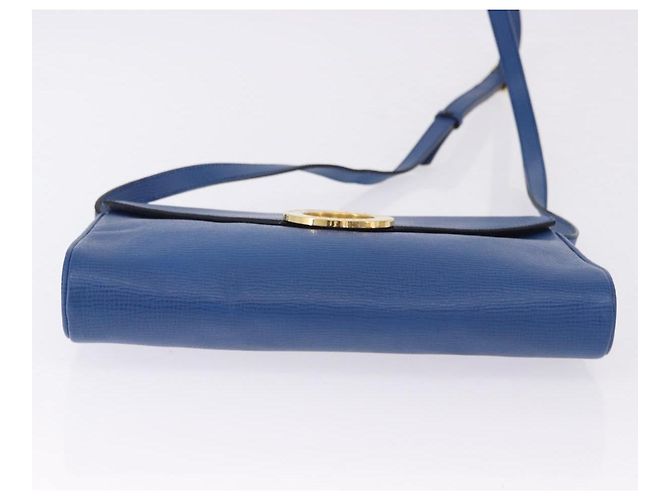 Céline CELINE Circle Schultertasche aus Leder Blau Gold Auth BA14157V Golden - Ansicht 5