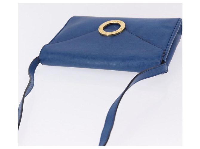 Céline CELINE Circle Schultertasche aus Leder Blau Gold Auth BA14157V Golden - Ansicht 6