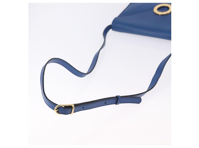 Céline CELINE Circle Schultertasche aus Leder Blau Gold Auth BA14157V Golden - Ansicht 7