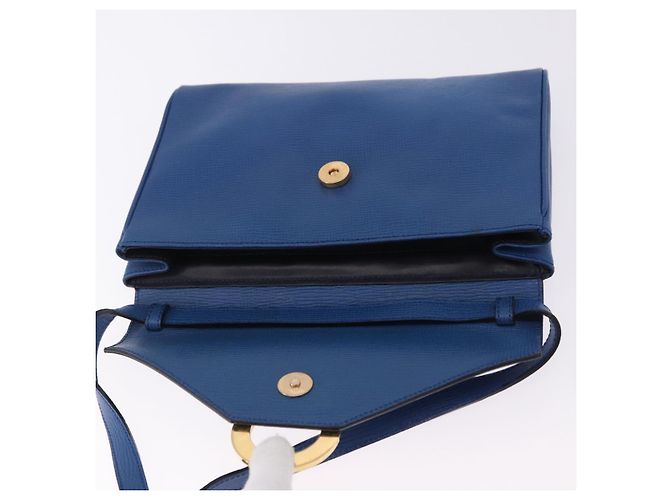 Céline CELINE Circle Schultertasche aus Leder Blau Gold Auth BA14157V Golden - Ansicht 9
