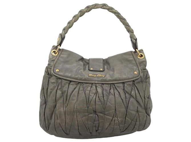 Borsa a tracolla Miu Miu Matelassé in pelle grigia e oro autentica 194661A Marrone D'oro - vista 2