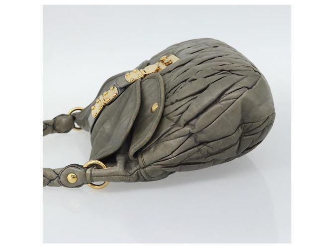 Borsa a tracolla Miu Miu Matelassé in pelle grigia e oro autentica 194661A Marrone D'oro - vista 3