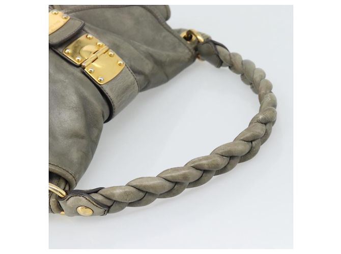 Borsa a tracolla Miu Miu Matelassé in pelle grigia e oro autentica 194661A Marrone D'oro - vista 7