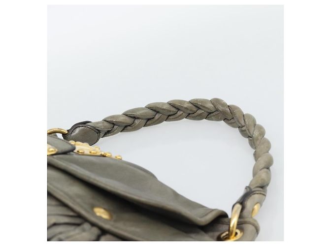 Borsa a tracolla Miu Miu Matelassé in pelle grigia e oro autentica 194661A Marrone D'oro - vista 8