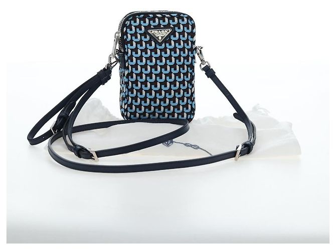 Borsa a Tracolla Mini PRADA Nylon Blue Silver 1N1860 Auth am12089V Argento - vista 12