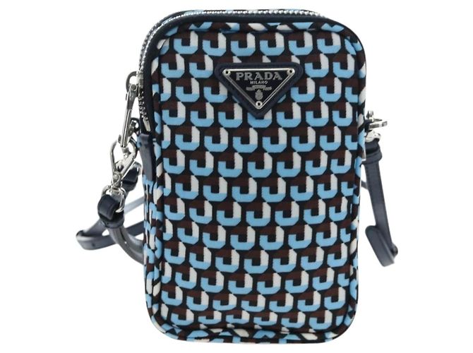 Borsa a Tracolla Mini PRADA Nylon Blue Silver 1N1860 Auth am12089V Argento - vista 13
