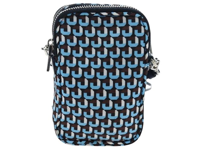 Borsa a Tracolla Mini PRADA Nylon Blue Silver 1N1860 Auth am12089V Argento - vista 2