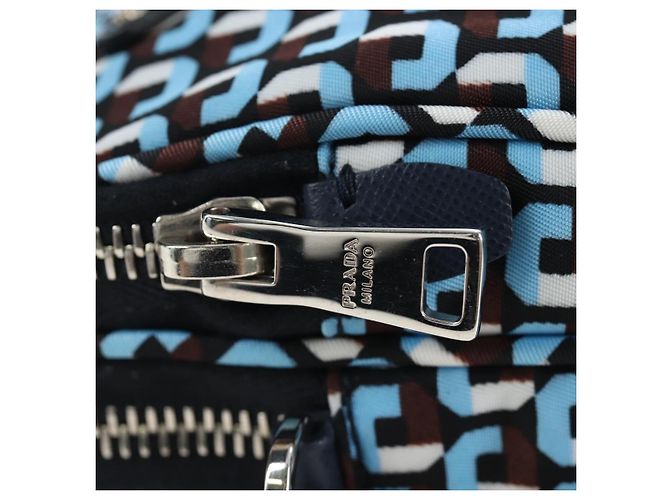 Borsa a Tracolla Mini PRADA Nylon Blue Silver 1N1860 Auth am12089V Argento - vista 21