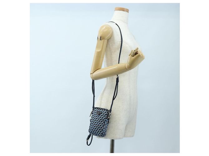 Borsa a Tracolla Mini PRADA Nylon Blue Silver 1N1860 Auth am12089V Argento - vista 28