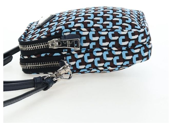 Borsa a Tracolla Mini PRADA Nylon Blue Silver 1N1860 Auth am12089V Argento - vista 3