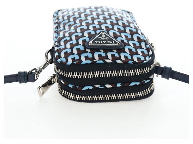 Borsa a Tracolla Mini PRADA Nylon Blue Silver 1N1860 Auth am12089V Argento - vista 6