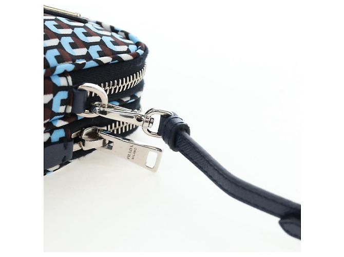 Borsa a Tracolla Mini PRADA Nylon Blue Silver 1N1860 Auth am12089V Argento - vista 8