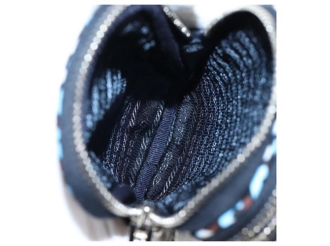 Borsa a Tracolla Mini PRADA Nylon Blue Silver 1N1860 Auth am12089V Argento - vista 9