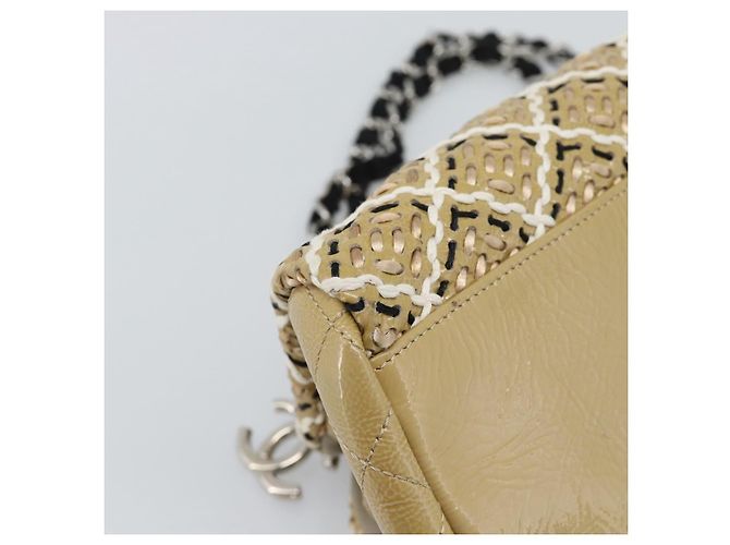 CHANEL Just Mademoiselle Matelasse Chain Shoulder Patent Brown CC Auth ka5511A Marrone Argento - vista 14