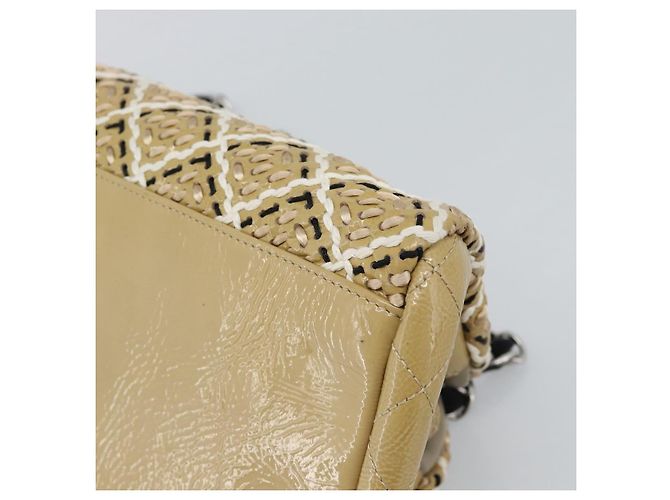 CHANEL Just Mademoiselle Matelasse Chain Shoulder Patent Brown CC Auth ka5511A Marrone Argento - vista 15