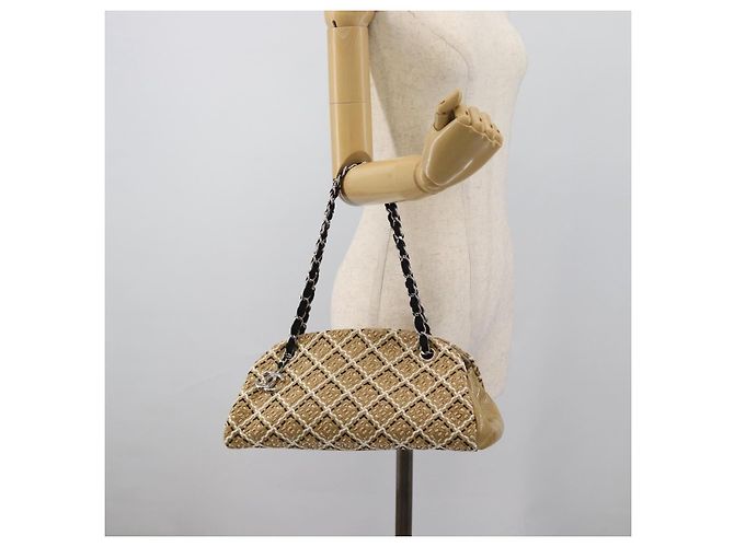 CHANEL Just Mademoiselle Matelasse Chain Shoulder Patent Brown CC Auth ka5511A Marrone Argento - vista 26