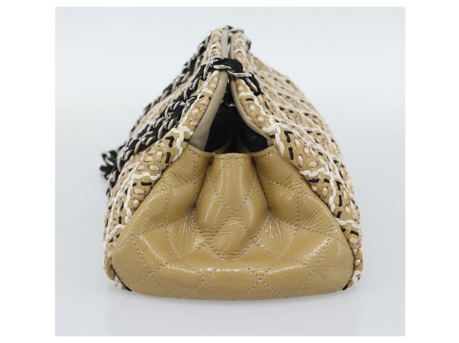 CHANEL Just Mademoiselle Matelasse Chain Shoulder Patent Brown CC Auth ka5511A Marrone Argento - vista 4