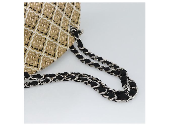 CHANEL Just Mademoiselle Matelasse Chain Shoulder Patent Brown CC Auth ka5511A Marrone Argento - vista 7