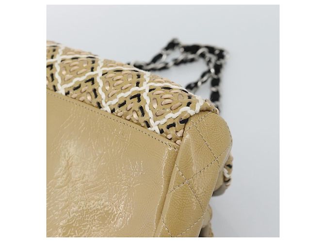 CHANEL Just Mademoiselle Matelasse Chain Shoulder Patent Brown CC Auth ka5511A Marrone Argento - vista 9