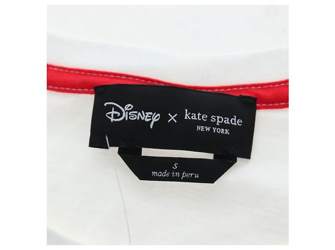 Camiseta de manga corta Kate Spade Disney de algodón Blanco Rosa Auth 192890M - vista 10