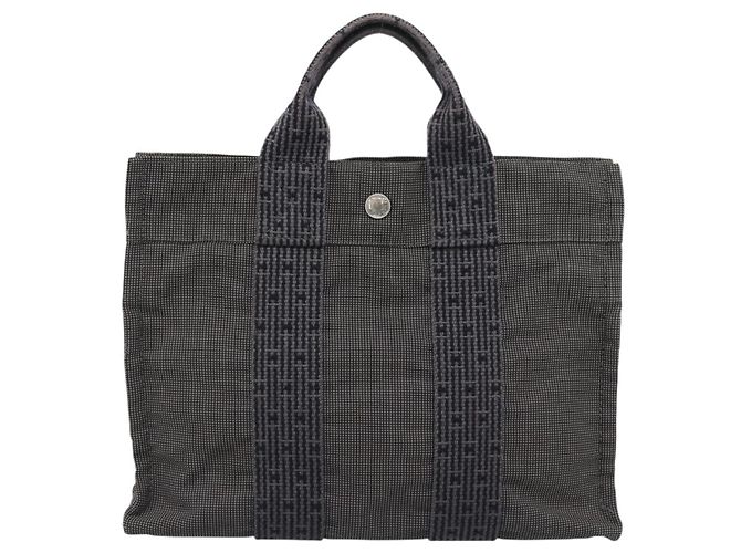 Hermès Borsa HERMES Her LinePM Canvas Gray Silver Auth 195282A Marrone Argento - vista 13