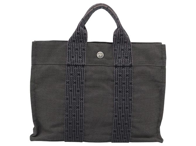 Hermès Borsa HERMES Her LinePM Canvas Gray Silver Auth 195282A Marrone Argento - vista 2