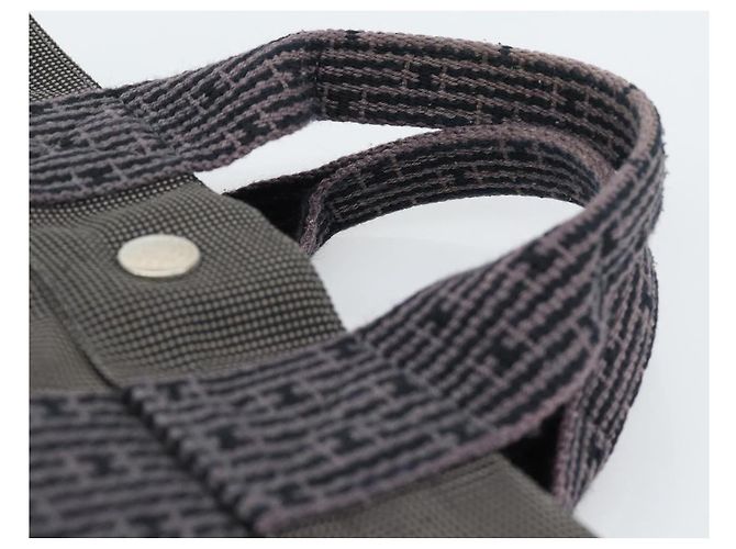 Hermès Borsa HERMES Her LinePM Canvas Gray Silver Auth 195282A Marrone Argento - vista 8