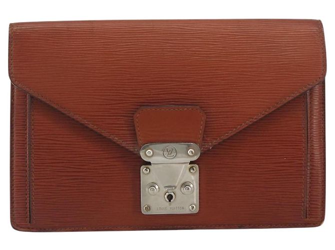 LOUIS VUITTON Epi Sellier Dragonne Clutch Bag Brown M52613 LV Auth BA14195 Marrone - vista 13