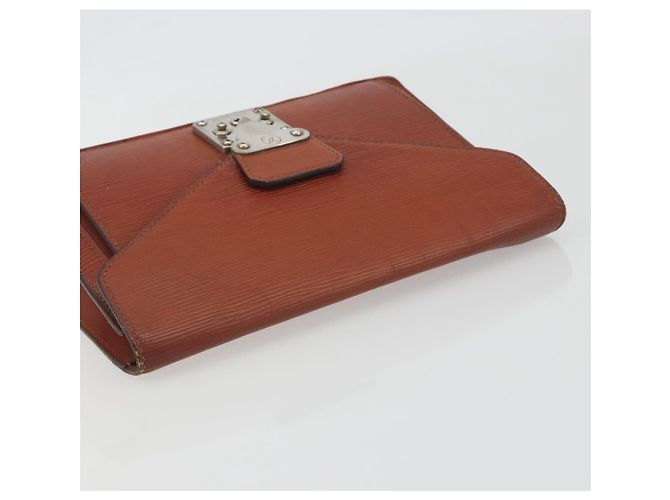 LOUIS VUITTON Epi Sellier Dragonne Clutch Bag Brown M52613 LV Auth BA14195 Marrone - vista 5